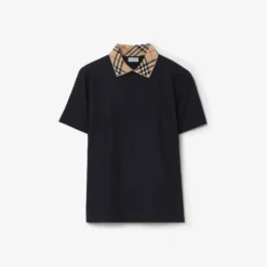 Check Collar Cotton Polo Shirt