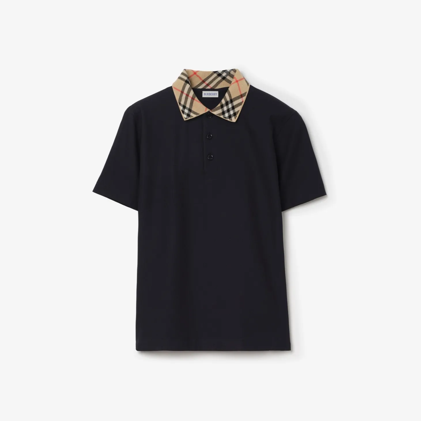 Check Collar Cotton Polo Shirt