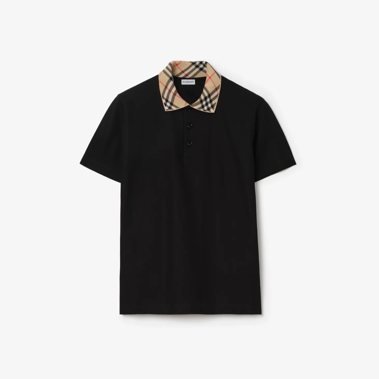 Check Collar Cotton Polo Shirt