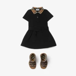 Check Collar Cotton Polo Shirt Dress