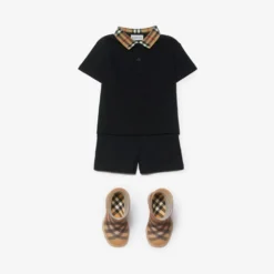 Check Collar Cotton Polo Shirt