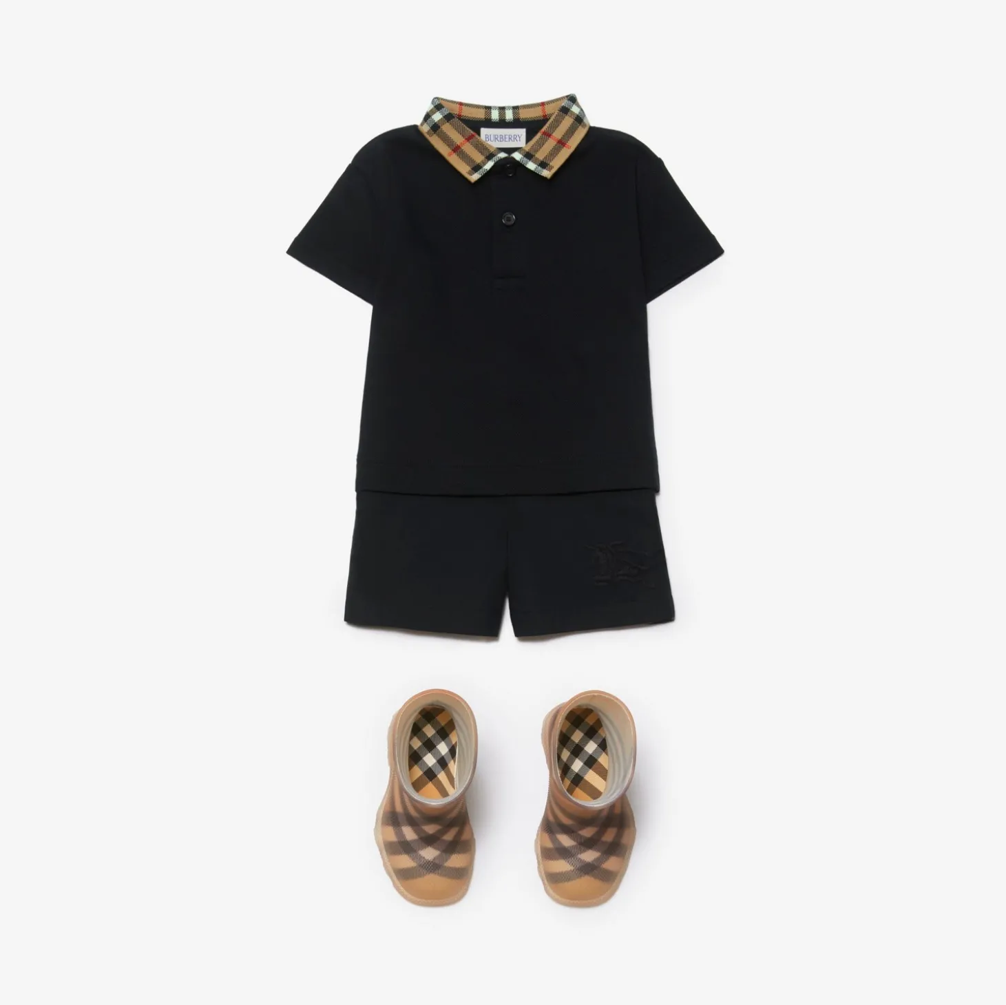 Check Collar Cotton Polo Shirt