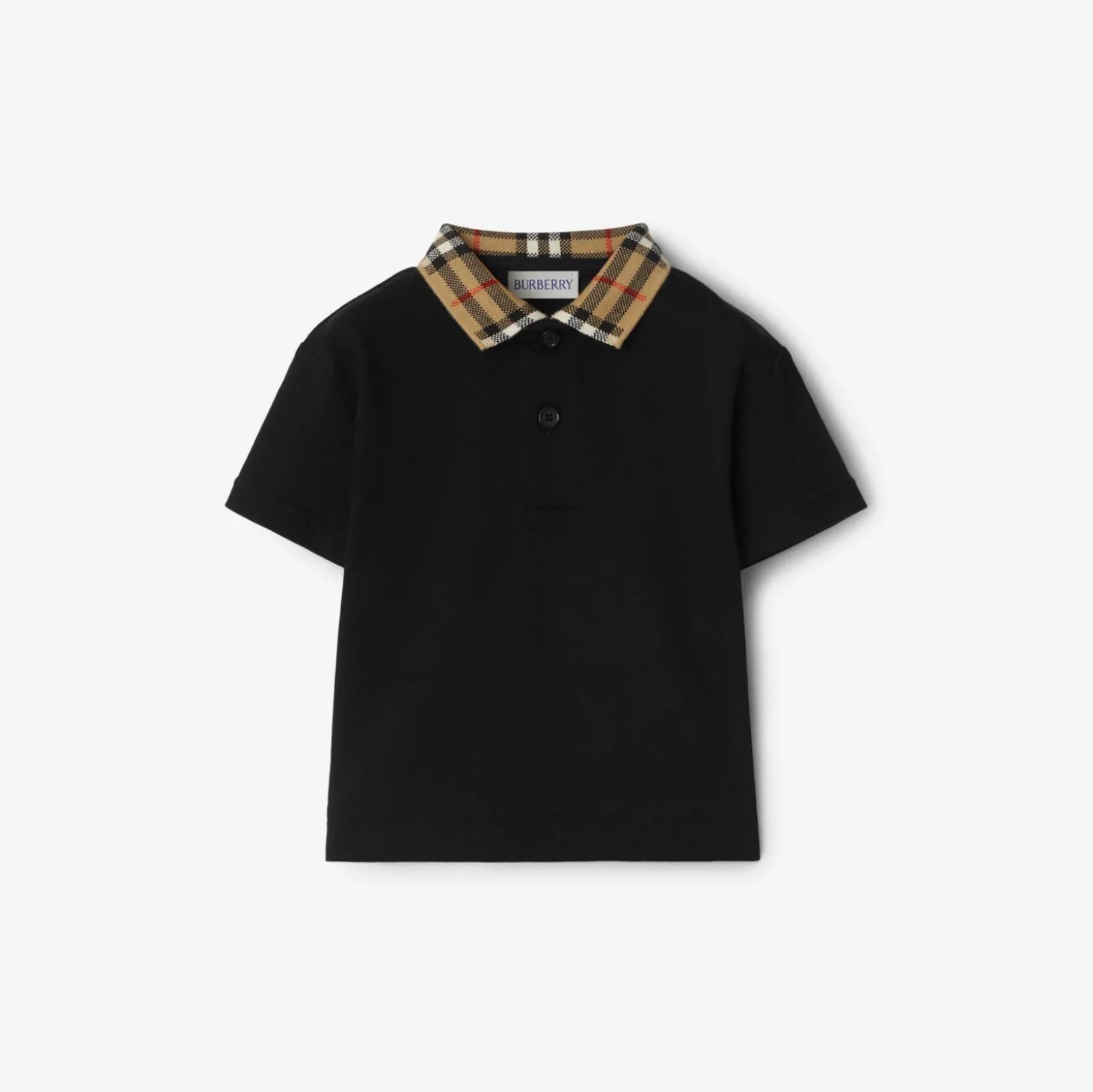 Check Collar Cotton Polo Shirt