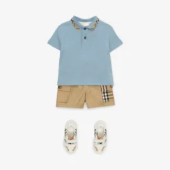 Check Collar Cotton Polo Shirt