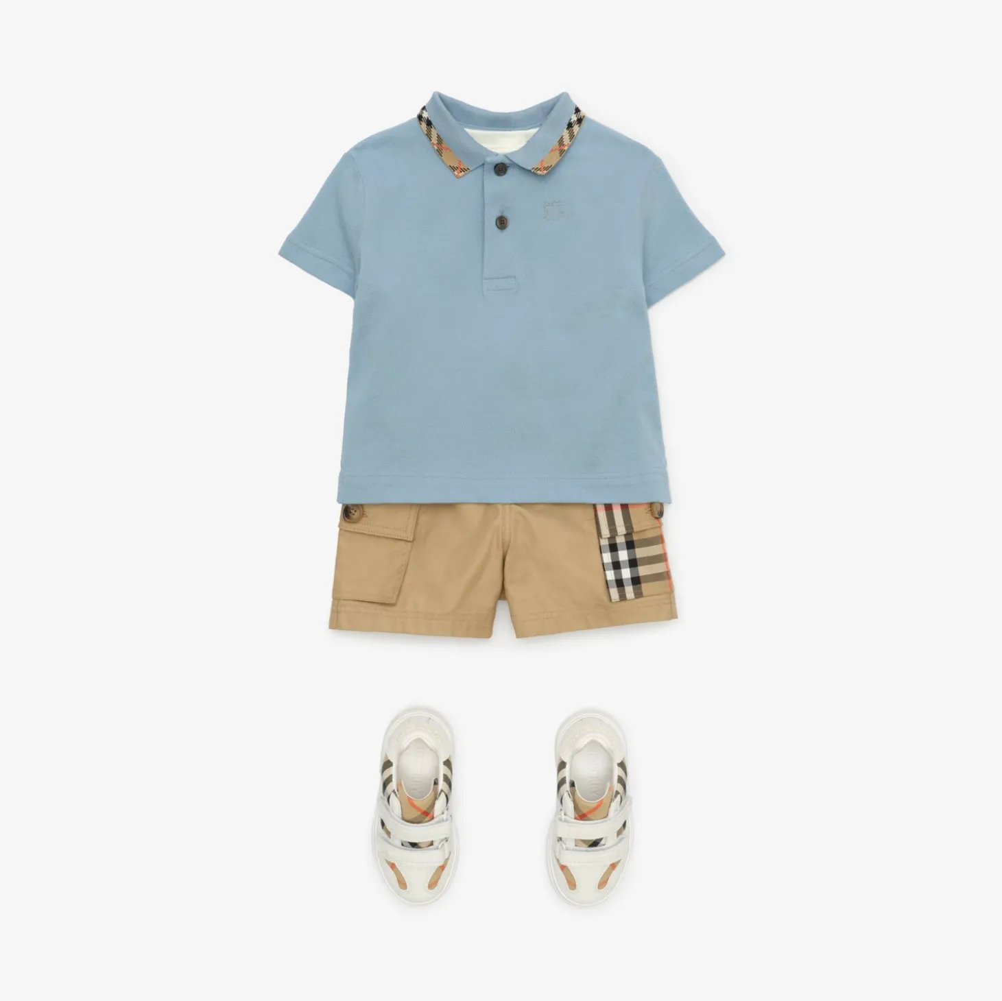 Check Collar Cotton Polo Shirt