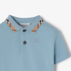 Check Collar Cotton Polo Shirt