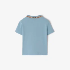 Check Collar Cotton Polo Shirt