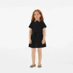Check Collar Cotton Polo Shirt Dress