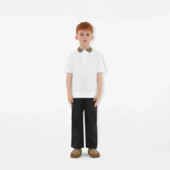 Check Collar Cotton Polo Shirt