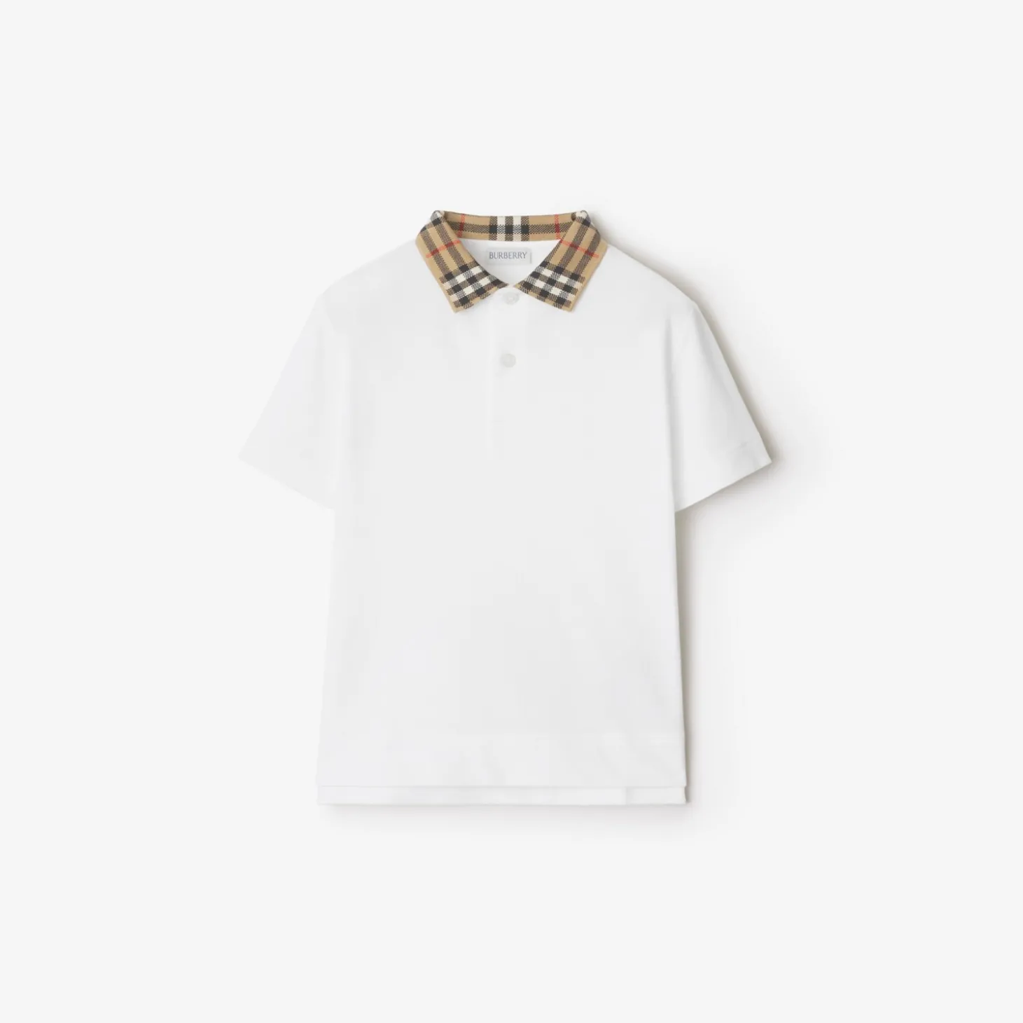 Check Collar Cotton Polo Shirt