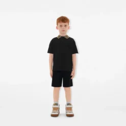 Check Collar Cotton Polo Shirt