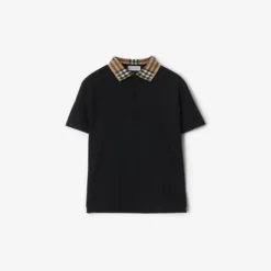 Check Collar Cotton Polo Shirt
