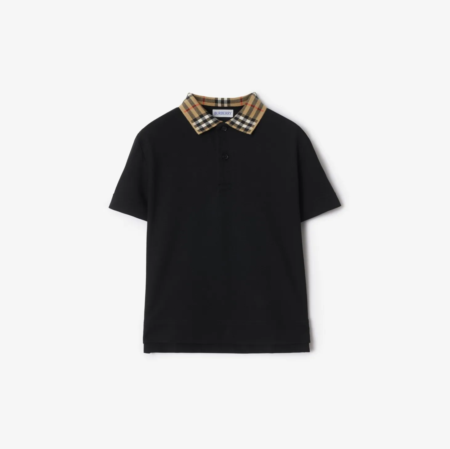 Check Collar Cotton Polo Shirt