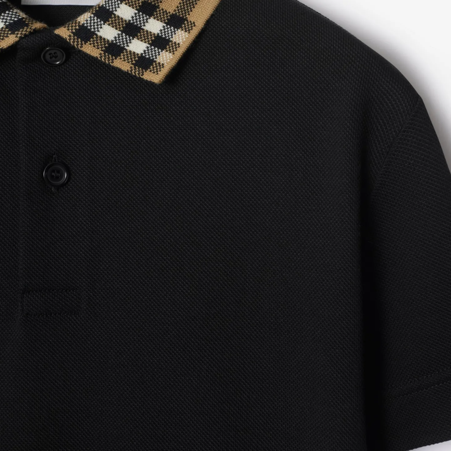 Check Collar Cotton Polo Shirt
