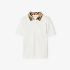 Check Collar Cotton Polo Shirt