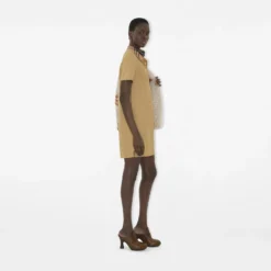 Check Collar Cotton Polo Shirt Dress
