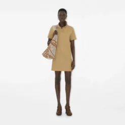 Check Collar Cotton Polo Shirt Dress