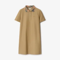 Check Collar Cotton Polo Shirt Dress