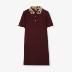 Check Collar Cotton Polo Shirt Dress