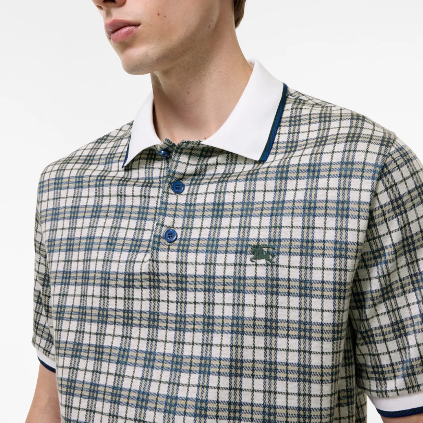Check Cotton Blend Polo Shirt