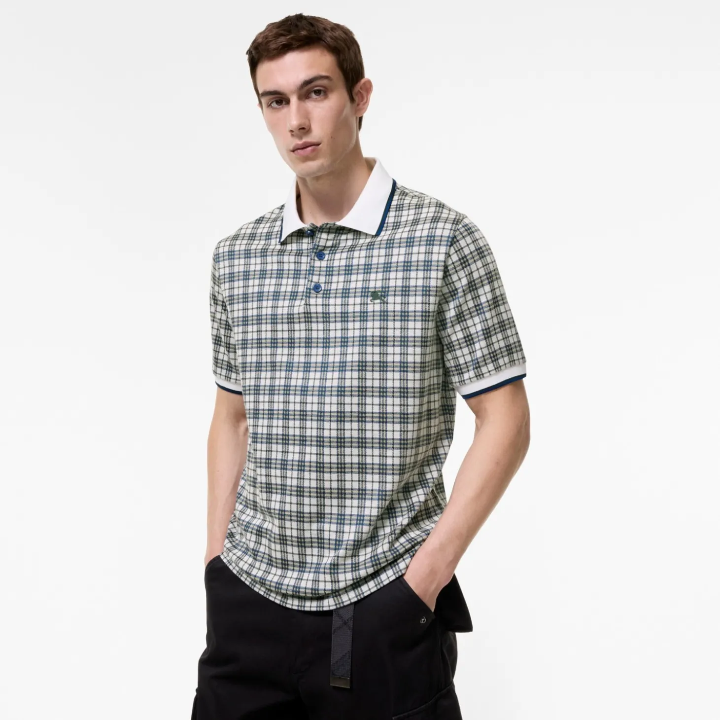 Check Cotton Blend Polo Shirt