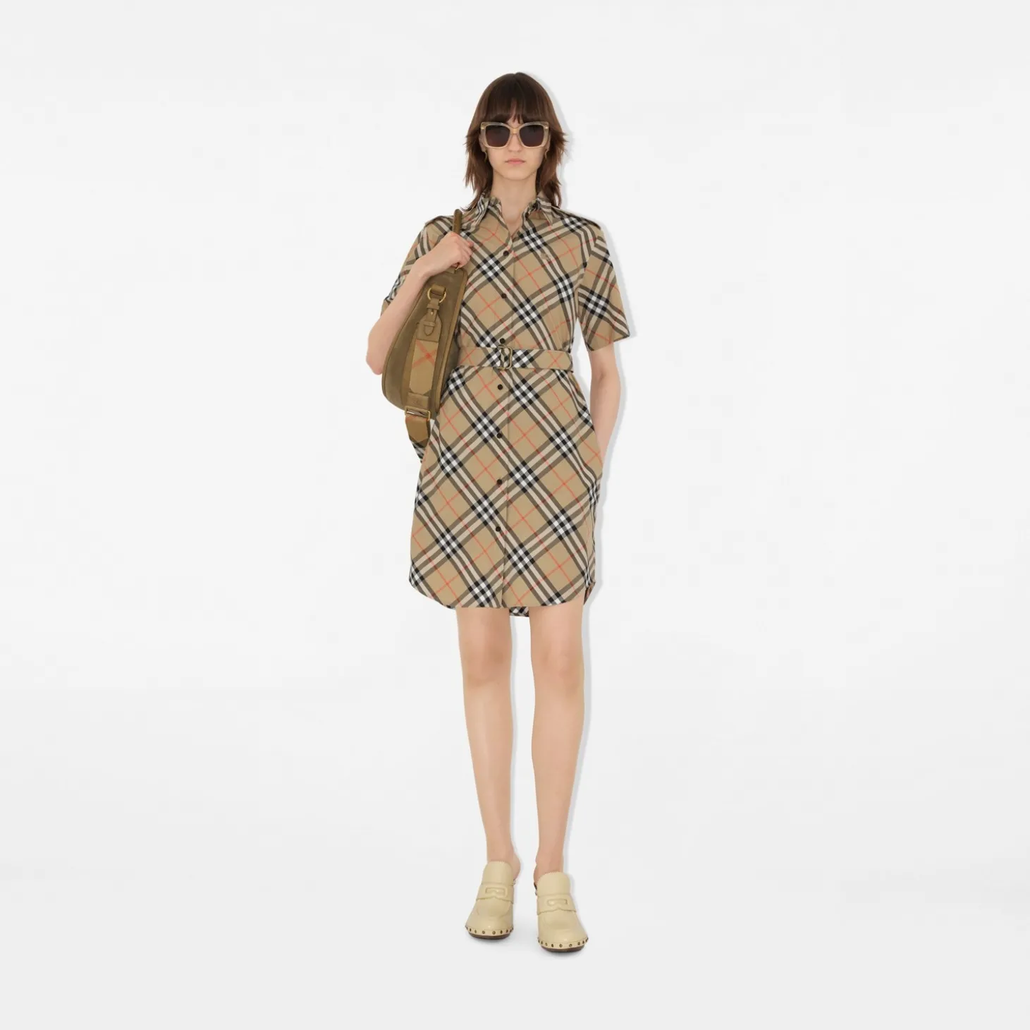Check Cotton Shirt Dress