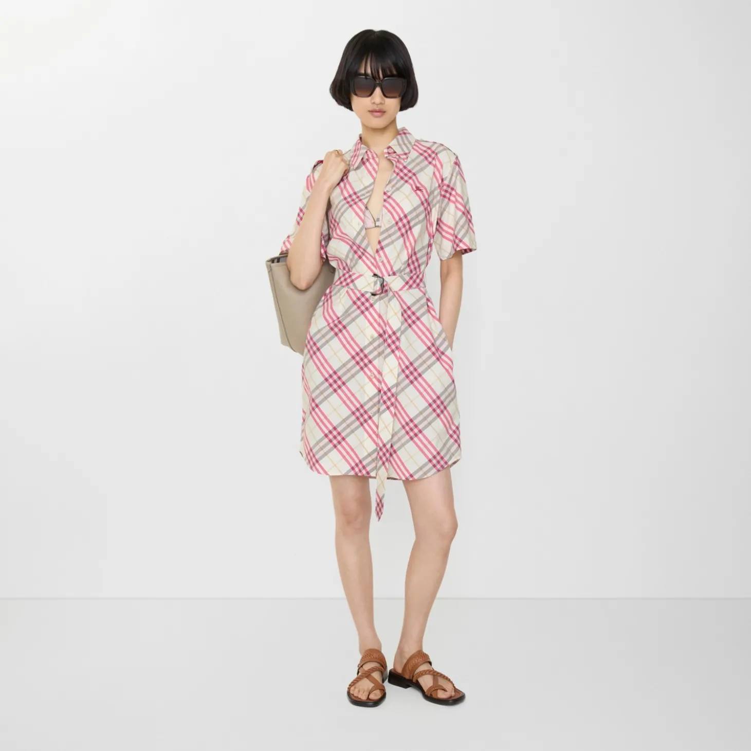 Check Cotton Shirt Dress