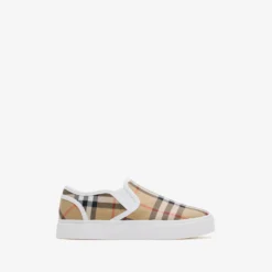Check Cotton Slip-on Sneakers