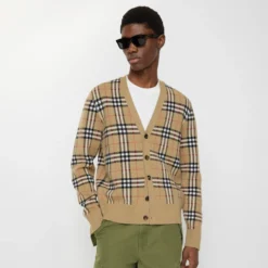 Check Cotton Wool Cardigan