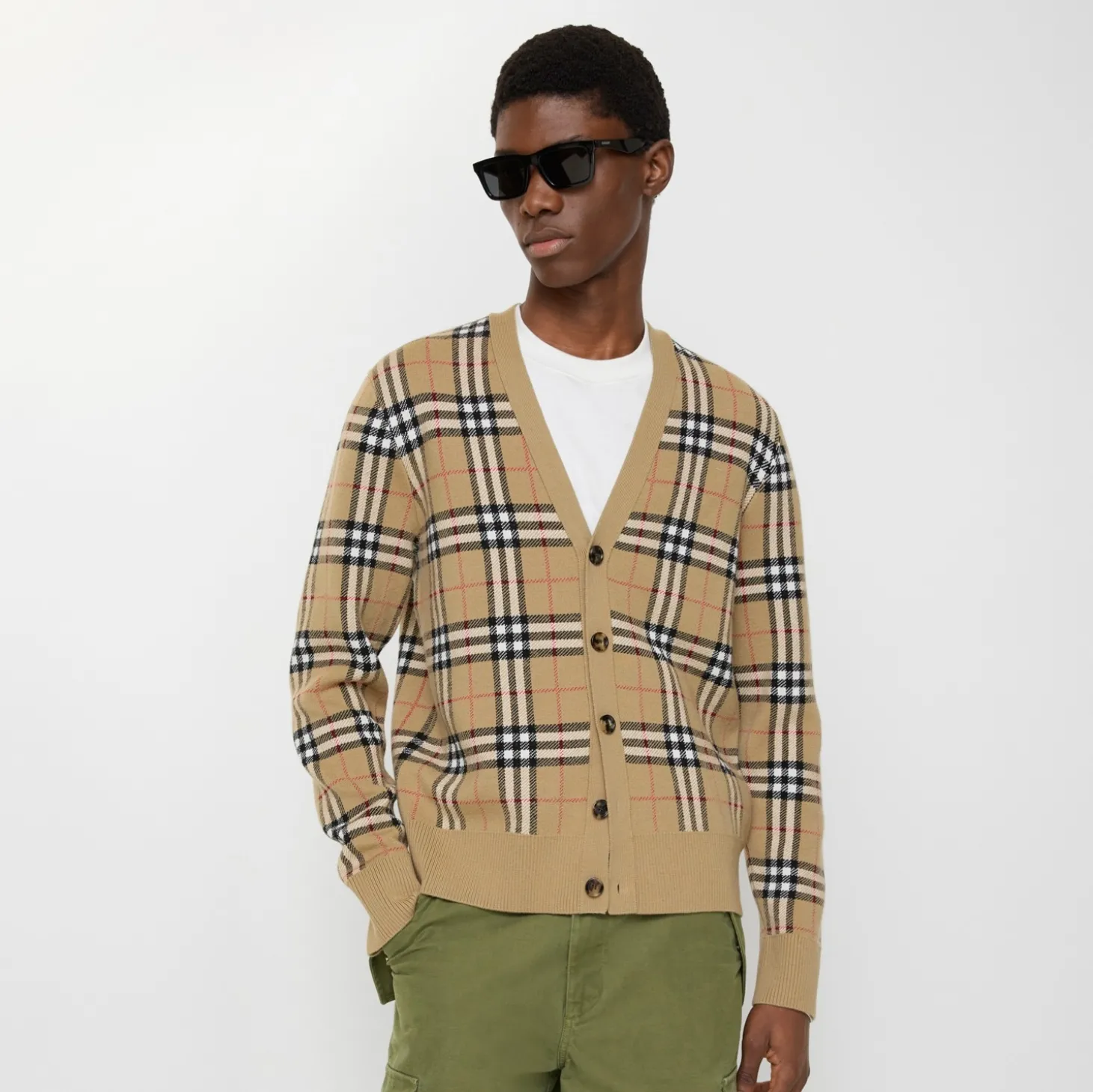 Check Cotton Wool Cardigan