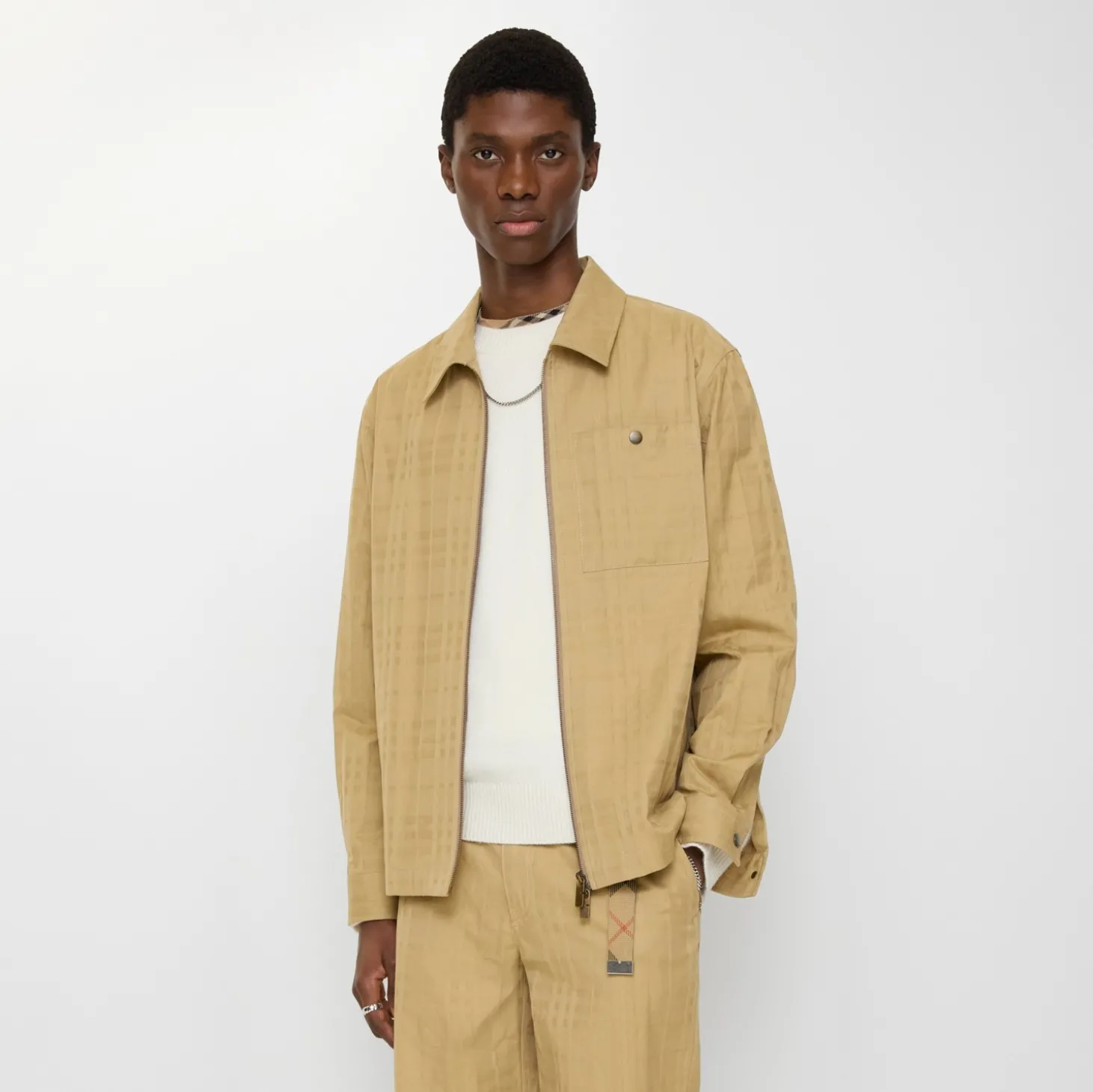 Check Cotton Zip Overshirt