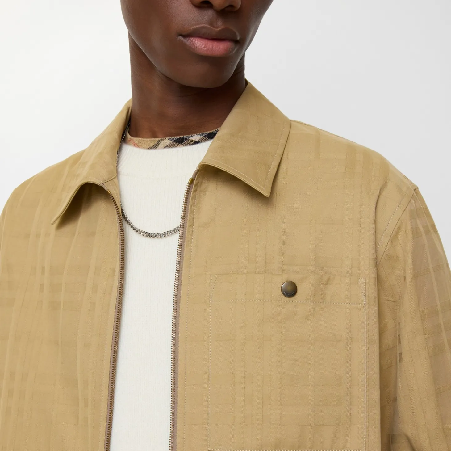 Check Cotton Zip Overshirt