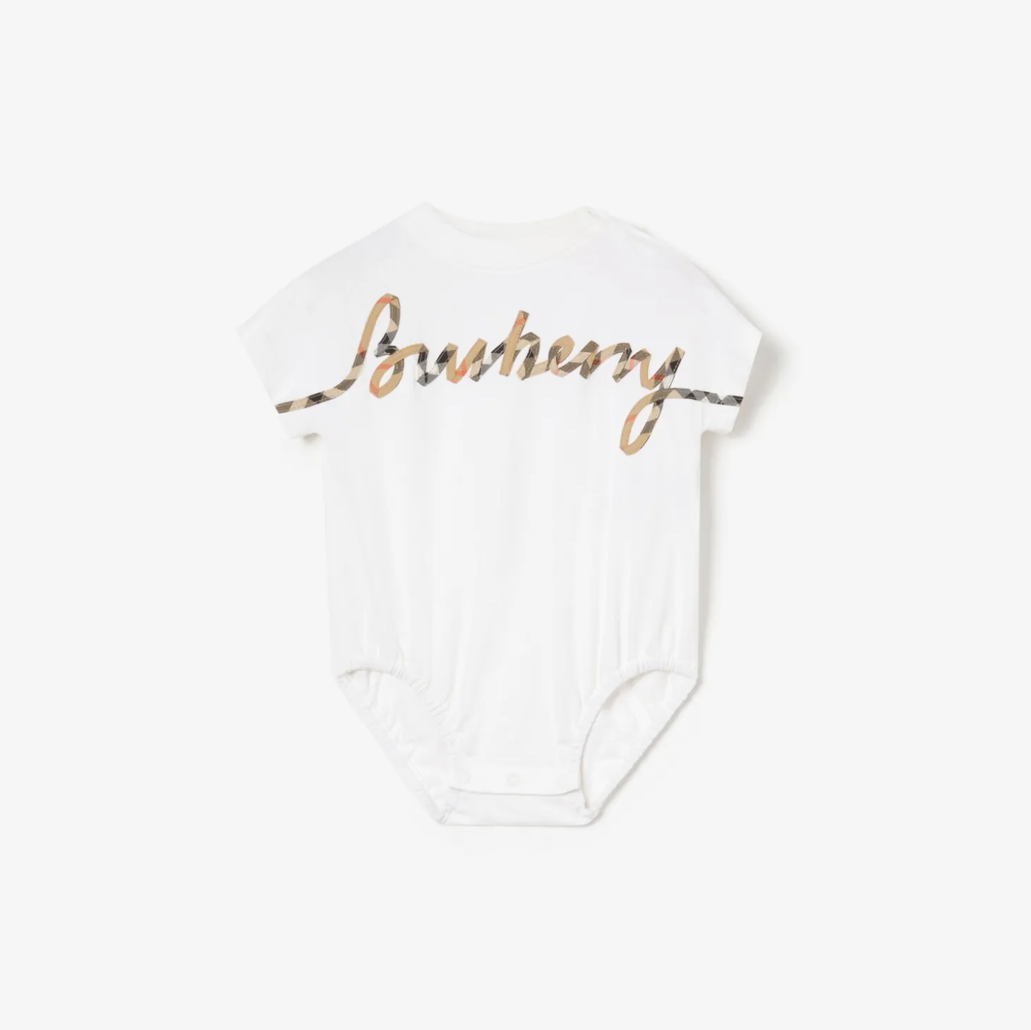 Check Cursive Logo Cotton Bodysuit