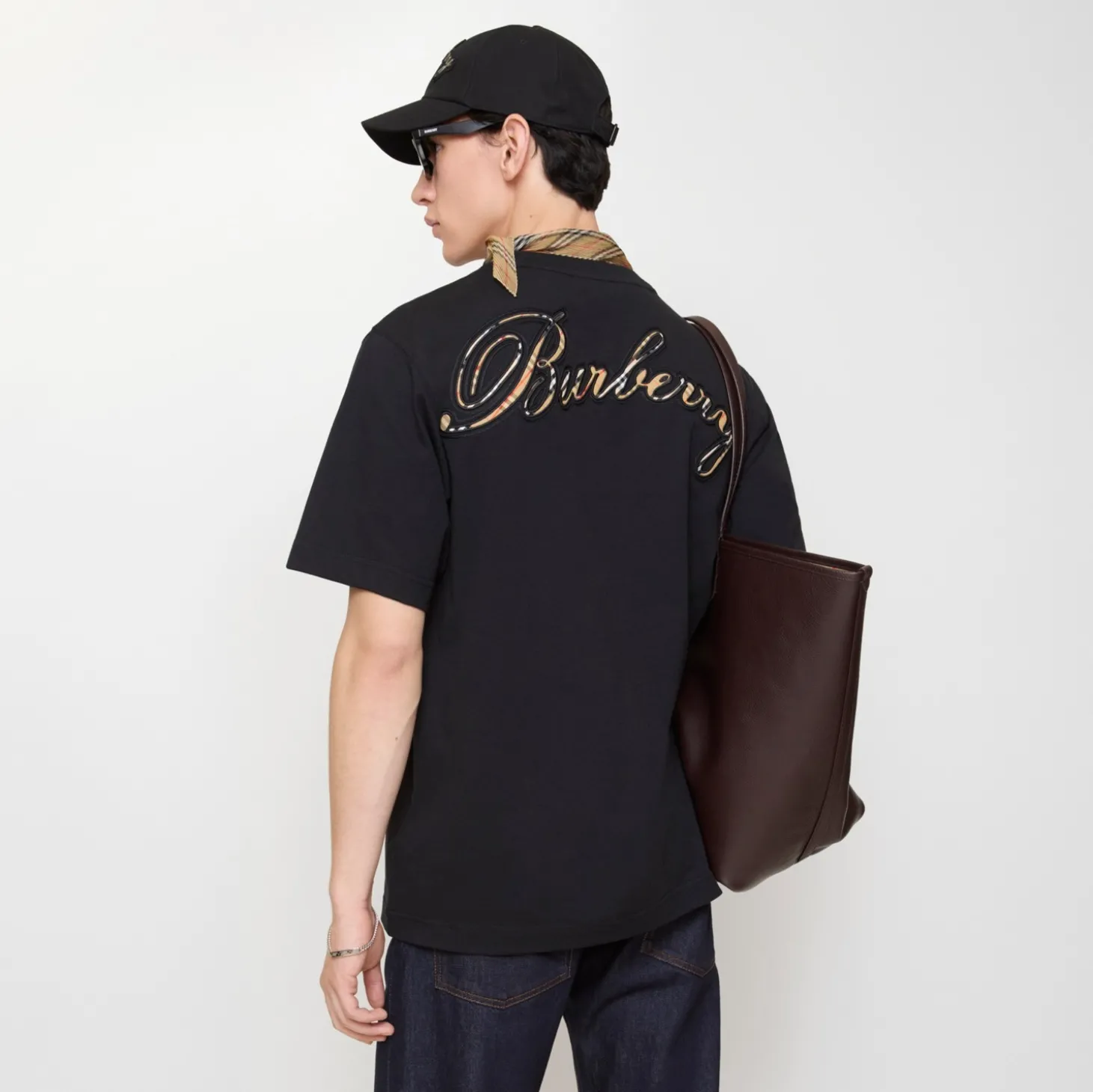Check Cursive Logo Cotton T-shirt