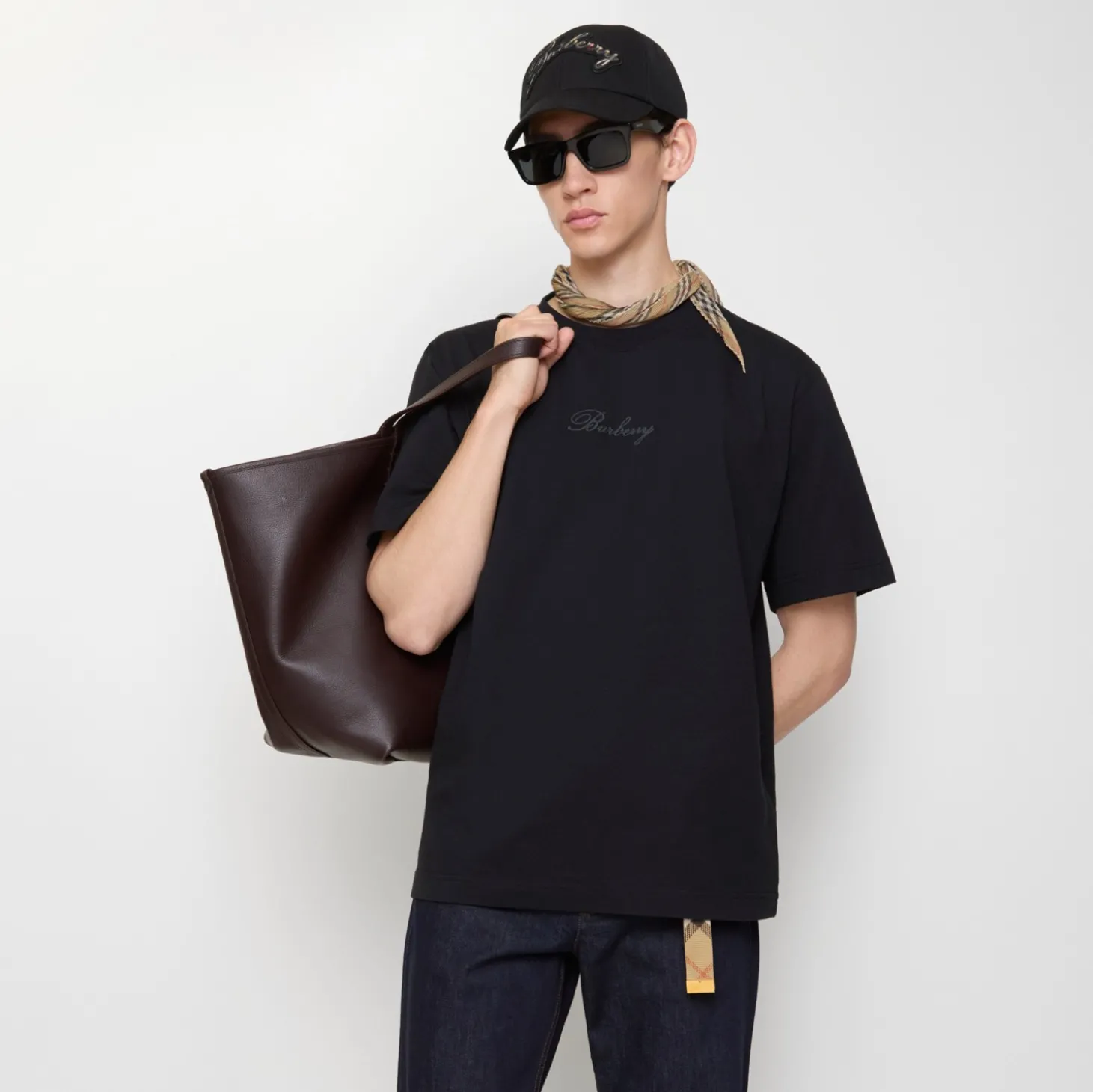 Check Cursive Logo Cotton T-shirt