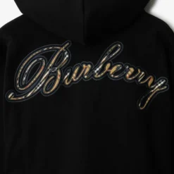 Check Cursive Logo Cotton Zip Hoodie