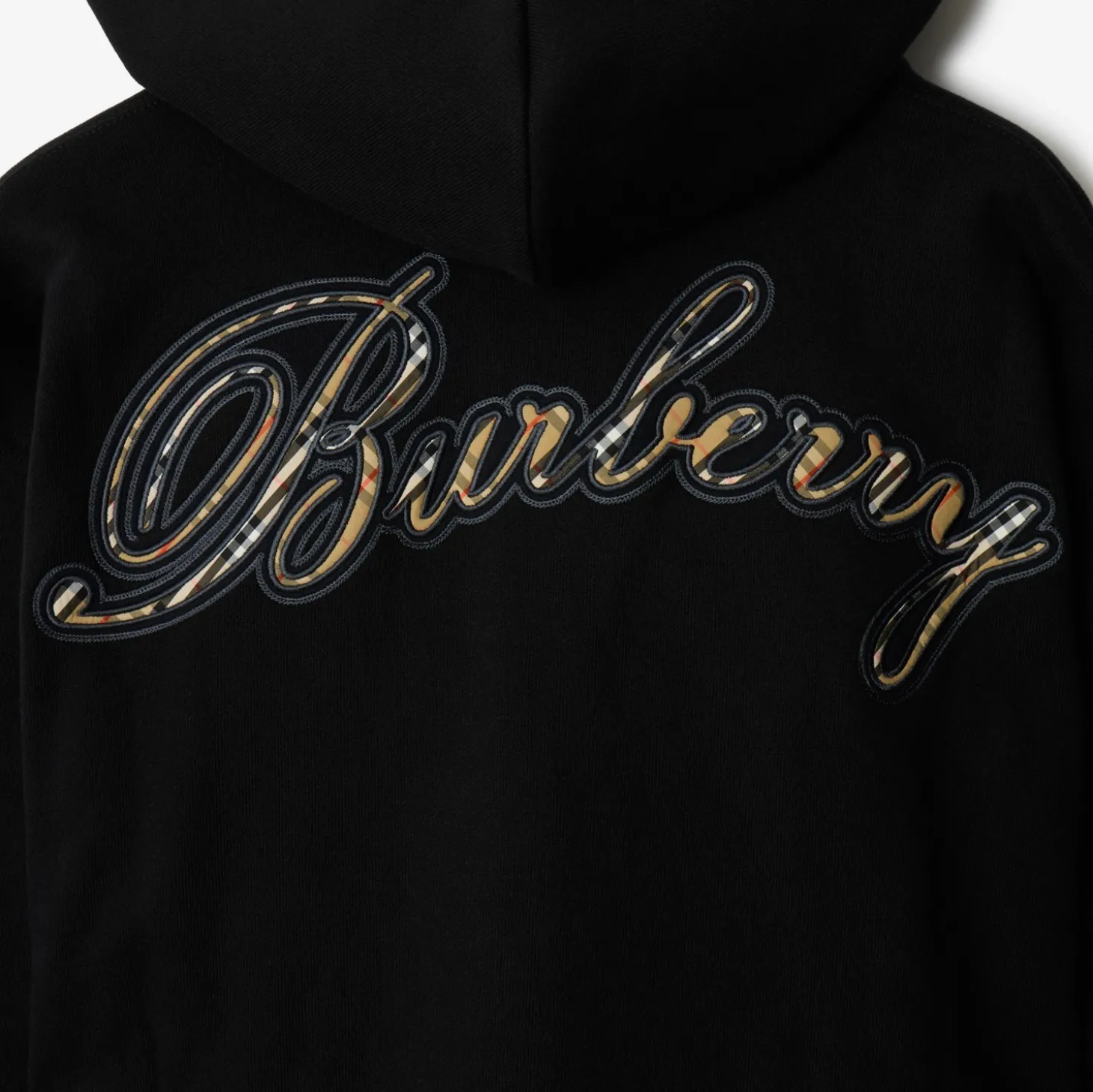 Check Cursive Logo Cotton Zip Hoodie