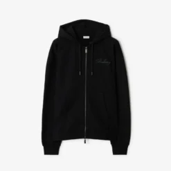Check Cursive Logo Cotton Zip Hoodie