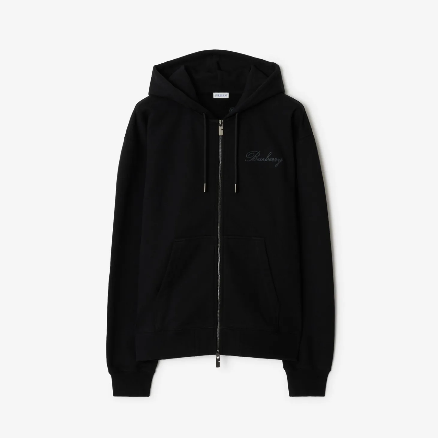 Check Cursive Logo Cotton Zip Hoodie
