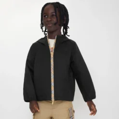 Checker-tape Nylon Hooded Jacket