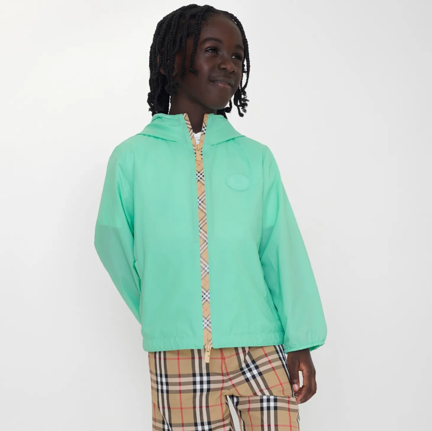 Checker-tape Nylon Hooded Jacket