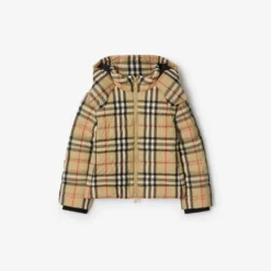 Check Hooded Puffer Jacket