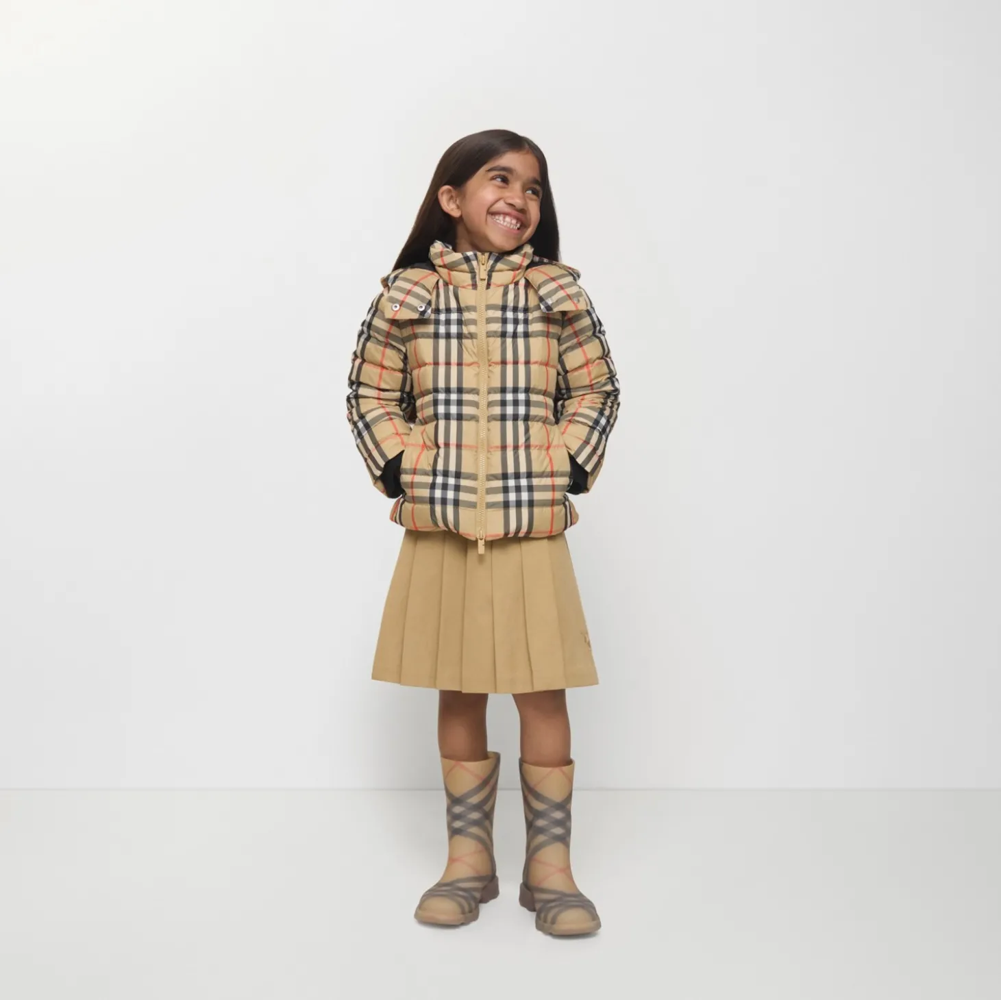 Check Hooded Puffer Jacket