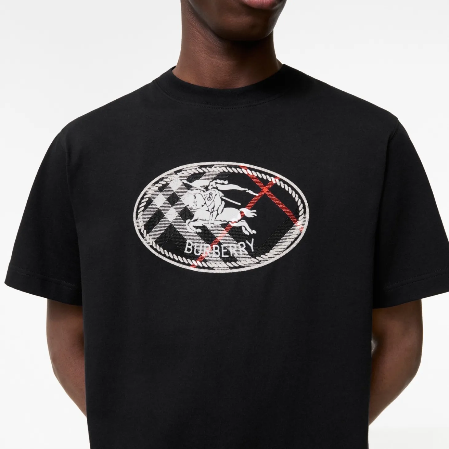 Check Knight Stamp Cotton T-shirt