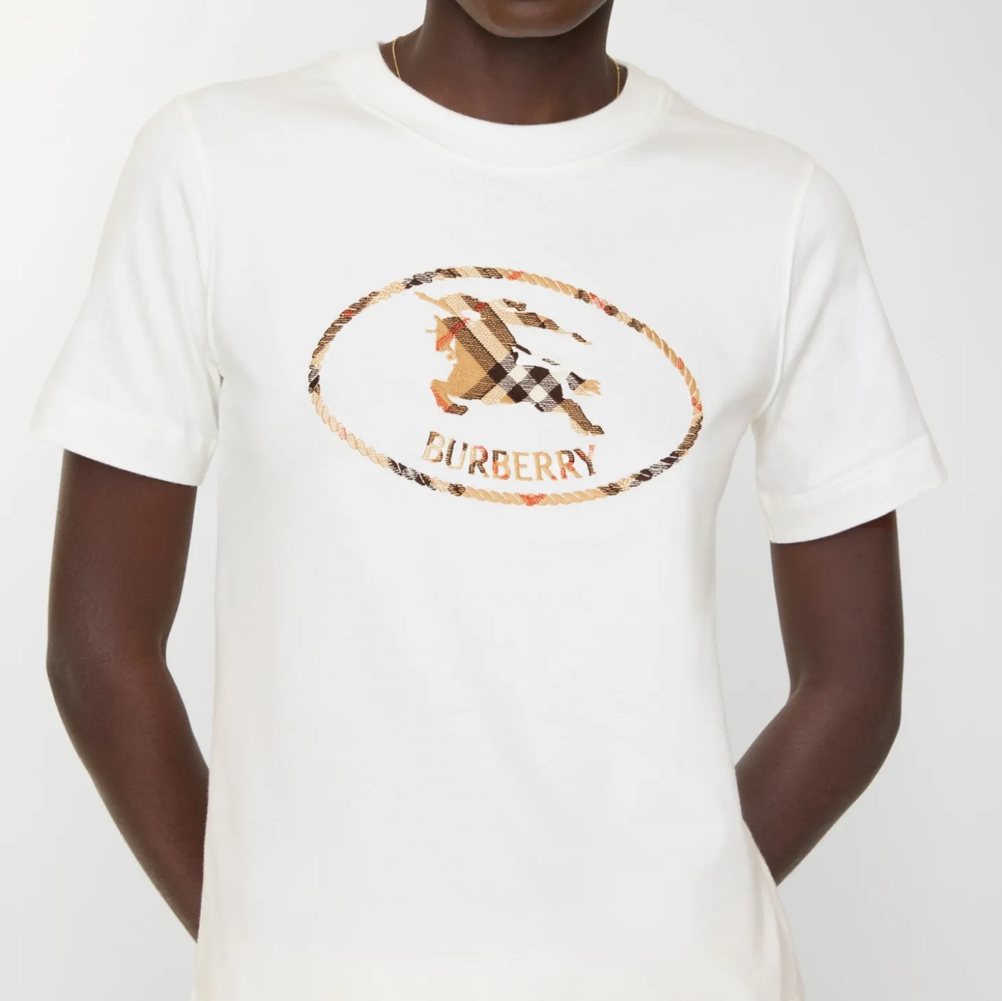 Check Knight Stamp Cotton T-shirt