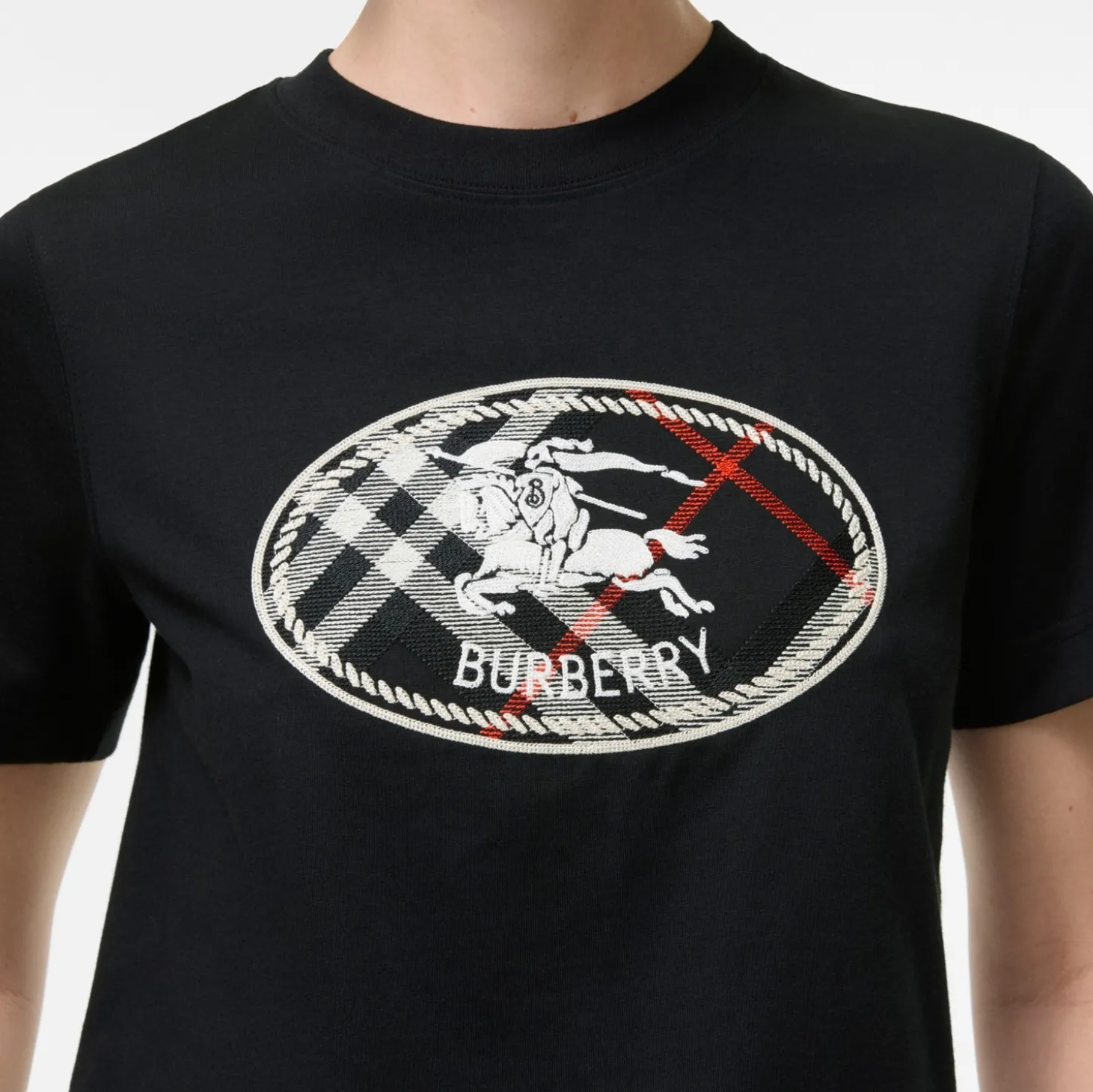 Check Knight Stamp Cotton T-shirt