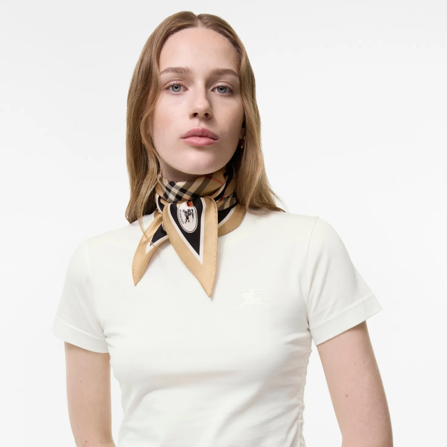 Check Knight Stamp Silk Scarf
