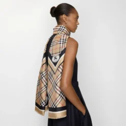 Check Knight Stamp Silk Scarf