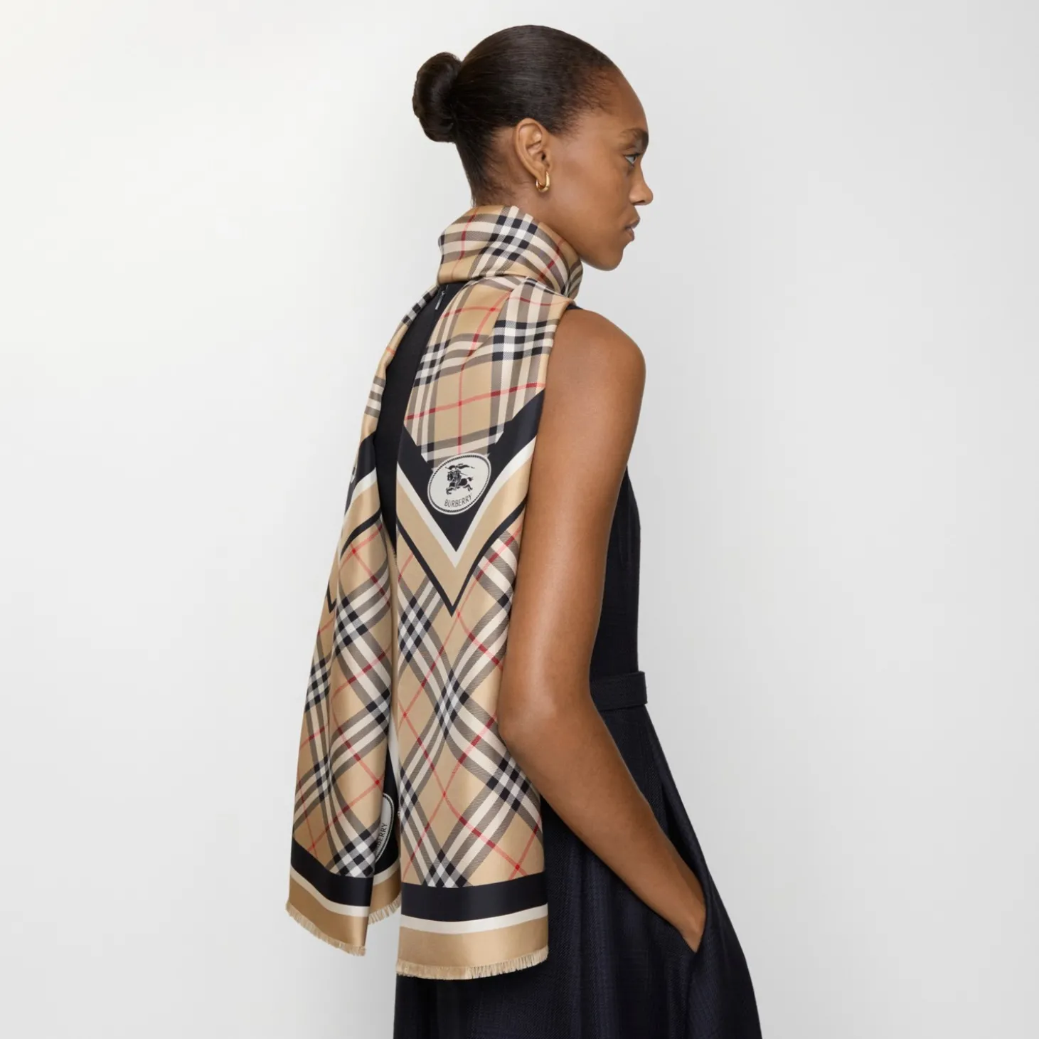 Check Knight Stamp Silk Scarf