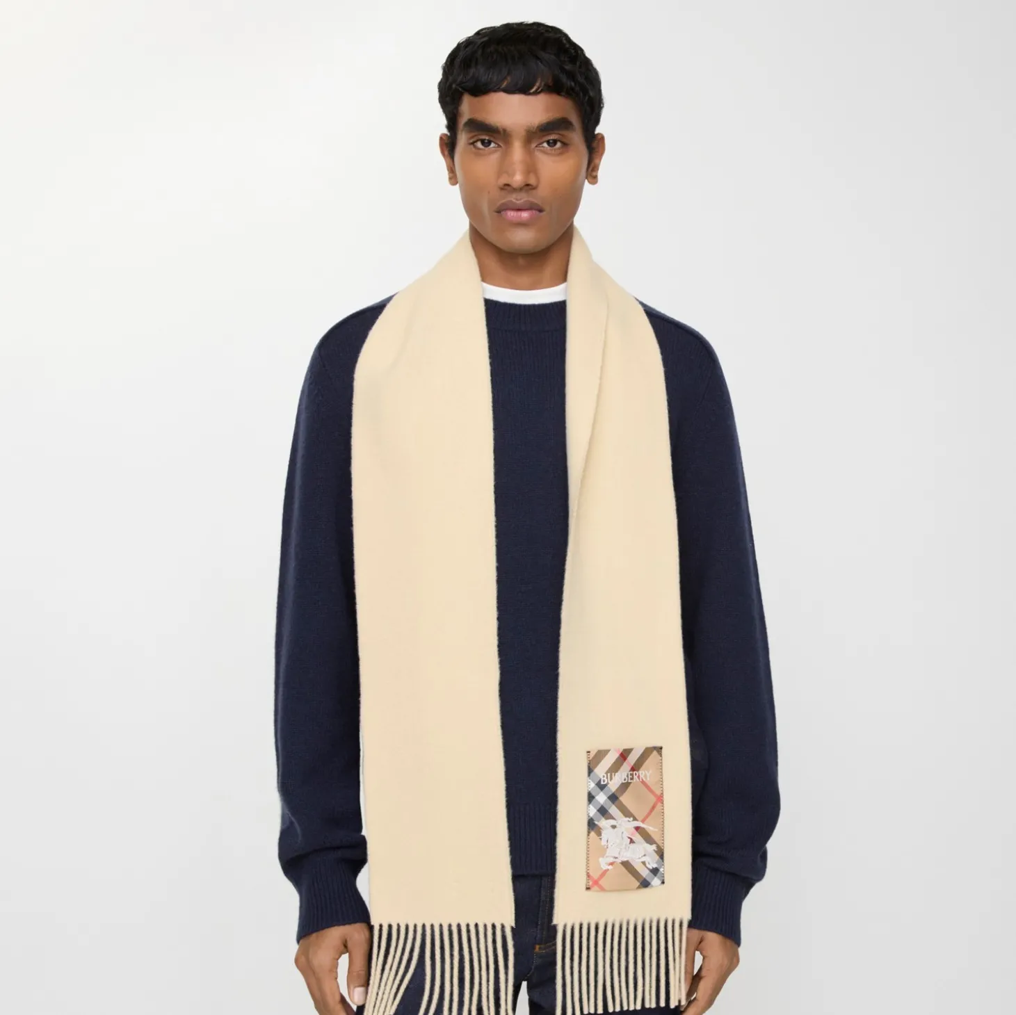 Check Label Cashmere Scarf